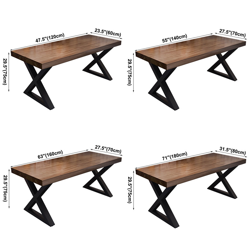 Industrial Solid Wood Dinner Room Kitchen Table Rectangle Sled Base Table for Dining Room Clearhalo ' dining_table' 'Dining Tables & Seating' 'Dining Tables' 'furn' 'furn_dining_table' 'Furniture' 'furniture_dining_table' 'Kitchen & Dining Furniture' 'kitchen&dining_furn' 'kitchen' 'kitchen_dining_table' 3864036