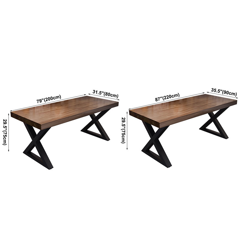 Industrial Solid Wood Dinner Room Kitchen Table Rectangle Sled Base Table for Dining Room Clearhalo ' dining_table' 'Dining Tables & Seating' 'Dining Tables' 'furn' 'furn_dining_table' 'Furniture' 'furniture_dining_table' 'Kitchen & Dining Furniture' 'kitchen&dining_furn' 'kitchen' 'kitchen_dining_table' 3864037