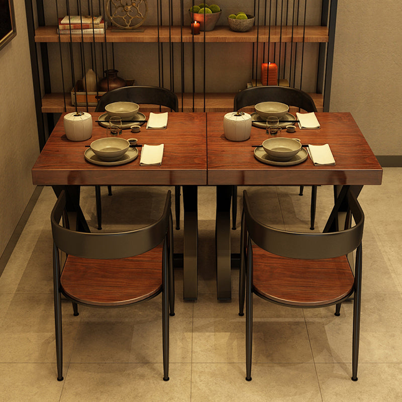 Industrial Solid Wood Dinner Room Kitchen Table Brown Square Trestle Table for Dining Room Clearhalo ' dining_table' 'Dining Tables & Seating' 'Dining Tables' 'furn' 'furn_dining_table' 'Furniture' 'furniture_dining_table' 'Kitchen & Dining Furniture' 'kitchen&dining_furn' 'kitchen' 'kitchen_dining_table' 3864052