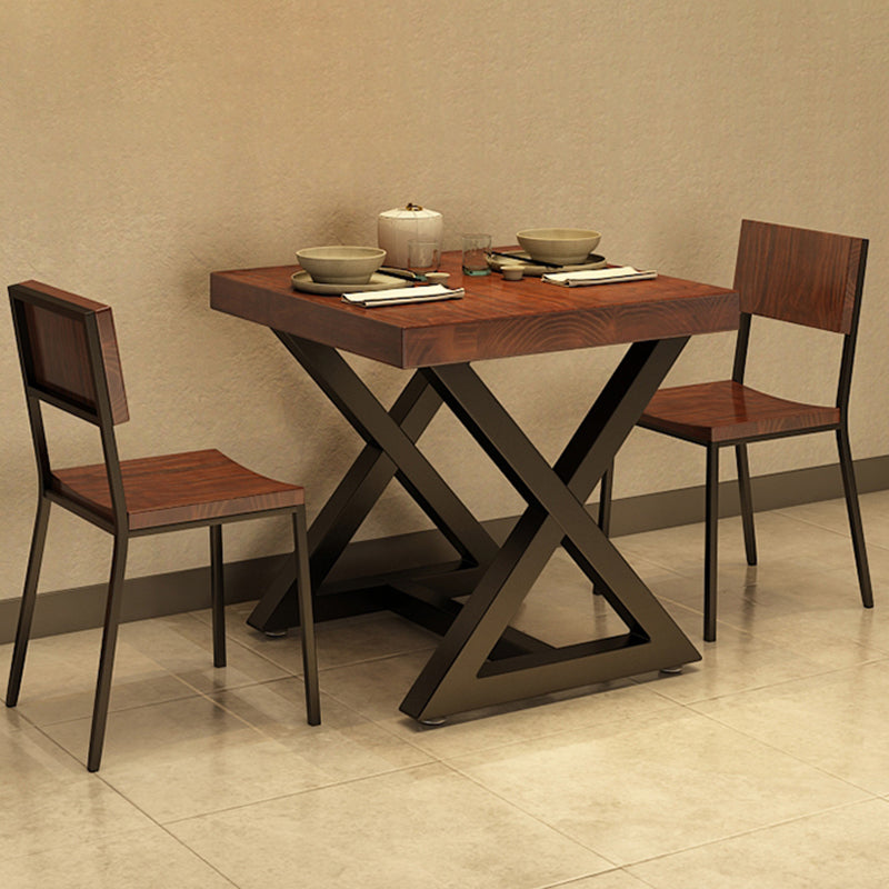 Industrial Solid Wood Dinner Room Kitchen Table Brown Square Trestle Table for Dining Room Clearhalo ' dining_table' 'Dining Tables & Seating' 'Dining Tables' 'furn' 'furn_dining_table' 'Furniture' 'furniture_dining_table' 'Kitchen & Dining Furniture' 'kitchen&dining_furn' 'kitchen' 'kitchen_dining_table' 3864062