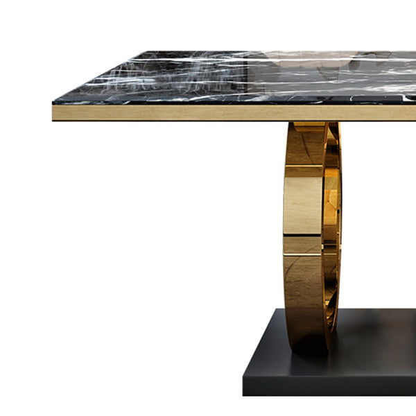 Metal Traditional Luxury Rectangle Indoor Table Sintered Stone Table with Metal Trestle Clearhalo ' dining_table' 'Dining Tables & Seating' 'Dining Tables' 'furn' 'furn_dining_table' 'Furniture' 'furniture_dining_table' 'Kitchen & Dining Furniture' 'kitchen&dining_furn' 'kitchen' 'kitchen_dining_table' 3864071