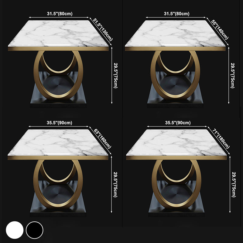Metal Traditional Luxury Rectangle Indoor Table Sintered Stone Table with Metal Trestle Clearhalo ' dining_table' 'Dining Tables & Seating' 'Dining Tables' 'furn' 'furn_dining_table' 'Furniture' 'furniture_dining_table' 'Kitchen & Dining Furniture' 'kitchen&dining_furn' 'kitchen' 'kitchen_dining_table' 3864075