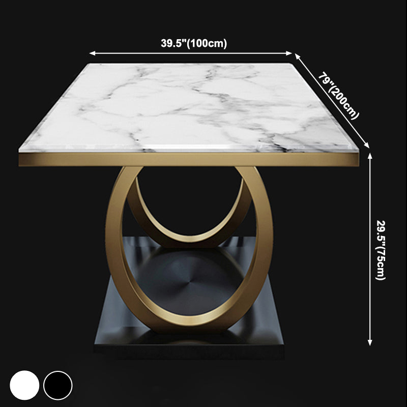Metal Traditional Luxury Rectangle Indoor Table Sintered Stone Table with Metal Trestle Clearhalo ' dining_table' 'Dining Tables & Seating' 'Dining Tables' 'furn' 'furn_dining_table' 'Furniture' 'furniture_dining_table' 'Kitchen & Dining Furniture' 'kitchen&dining_furn' 'kitchen' 'kitchen_dining_table' 3864076