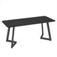Industrial Style Sintered Stone Dinner Room Kitchen Black Table with Metal Base Without Chairs Clearhalo ' dining_table' 'Dining Tables & Seating' 'Dining Tables' 'furn' 'furn_dining_table' 'Furniture' 'furniture_dining_table' 'Kitchen & Dining Furniture' 'kitchen&dining_furn' 'kitchen' 'kitchen_dining_table' 3864081