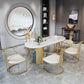 Traditional Luxury Oval Dining Table Sintered Stone Table with Gold Double Pedestal for Dining Room Clearhalo ' dining_table' 'Dining Tables & Seating' 'Dining Tables' 'furn' 'furn_dining_table' 'Furniture' 'furniture_dining_table' 'Kitchen & Dining Furniture' 'kitchen&dining_furn' 'kitchen' 'kitchen_dining_table' 3864097