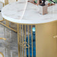 Traditional Luxury Oval Dining Table Sintered Stone Table with Gold Double Pedestal for Dining Room Clearhalo ' dining_table' 'Dining Tables & Seating' 'Dining Tables' 'furn' 'furn_dining_table' 'Furniture' 'furniture_dining_table' 'Kitchen & Dining Furniture' 'kitchen&dining_furn' 'kitchen' 'kitchen_dining_table' 3864101