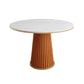 Minimalist Kitchen Standard Dining Table White Sintered Stone Dining Table with Pedestal Base Orange Without Chairs Clearhalo ' dining_table' 'Dining Tables & Seating' 'Dining Tables' 'furn' 'furn_dining_table' 'Furniture' 'furniture_dining_table' 'Kitchen & Dining Furniture' 'kitchen&dining_furn' 'kitchen' 'kitchen_dining_table' 3864122