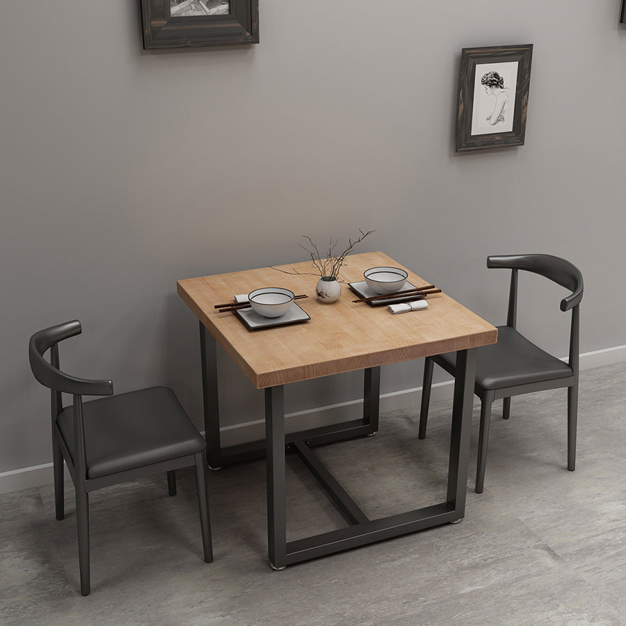 Industrial Solid Wood Dining Table Square Table in Brown with Metal Trestle Base Clearhalo ' dining_table' 'Dining Tables & Seating' 'Dining Tables' 'furn' 'furn_dining_table' 'Furniture' 'furniture_dining_table' 'Kitchen & Dining Furniture' 'kitchen&dining_furn' 'kitchen' 'kitchen_dining_table' 3864143