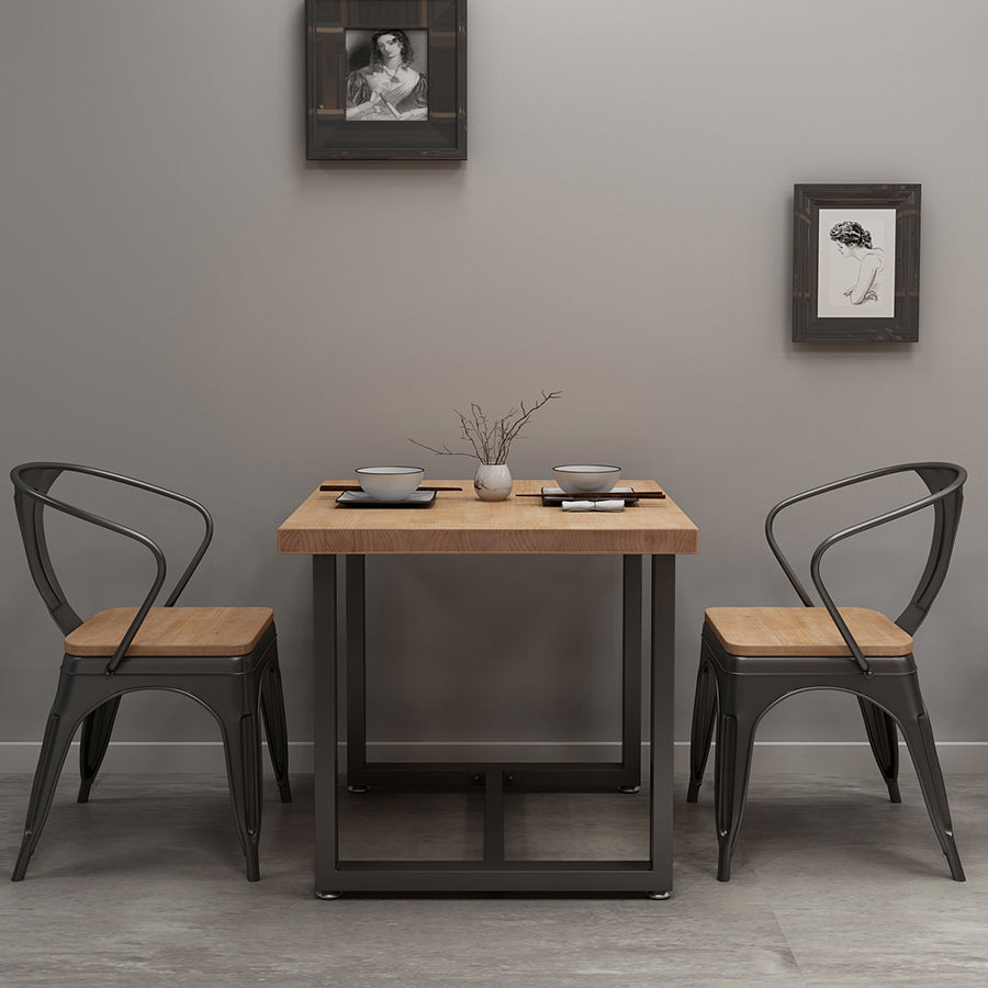 Industrial Solid Wood Dining Table Square Table in Brown with Metal Trestle Base Clearhalo ' dining_table' 'Dining Tables & Seating' 'Dining Tables' 'furn' 'furn_dining_table' 'Furniture' 'furniture_dining_table' 'Kitchen & Dining Furniture' 'kitchen&dining_furn' 'kitchen' 'kitchen_dining_table' 3864144