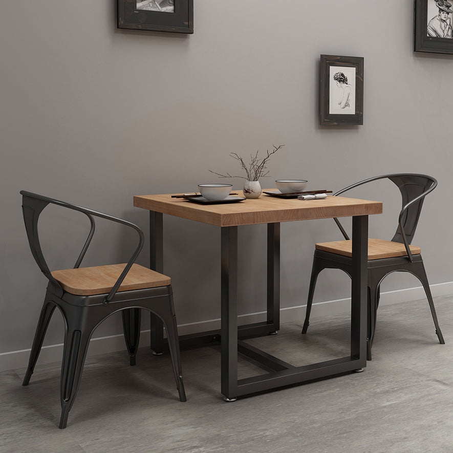 Industrial Solid Wood Dining Table Square Table in Brown with Metal Trestle Base Clearhalo ' dining_table' 'Dining Tables & Seating' 'Dining Tables' 'furn' 'furn_dining_table' 'Furniture' 'furniture_dining_table' 'Kitchen & Dining Furniture' 'kitchen&dining_furn' 'kitchen' 'kitchen_dining_table' 3864145