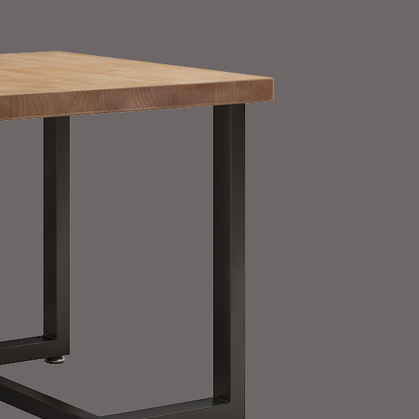 Industrial Solid Wood Dining Table Square Table in Brown with Metal Trestle Base Clearhalo ' dining_table' 'Dining Tables & Seating' 'Dining Tables' 'furn' 'furn_dining_table' 'Furniture' 'furniture_dining_table' 'Kitchen & Dining Furniture' 'kitchen&dining_furn' 'kitchen' 'kitchen_dining_table' 3864149
