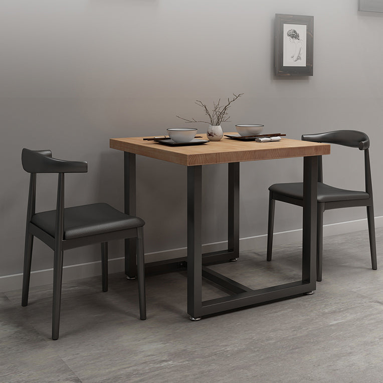 Industrial Solid Wood Dining Table Square Table in Brown with Metal Trestle Base Clearhalo ' dining_table' 'Dining Tables & Seating' 'Dining Tables' 'furn' 'furn_dining_table' 'Furniture' 'furniture_dining_table' 'Kitchen & Dining Furniture' 'kitchen&dining_furn' 'kitchen' 'kitchen_dining_table' 3864155