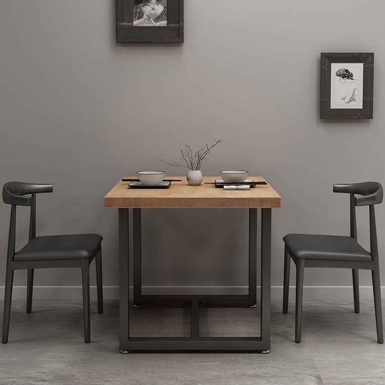 Industrial Solid Wood Dining Table Square Table in Brown with Metal Trestle Base Clearhalo ' dining_table' 'Dining Tables & Seating' 'Dining Tables' 'furn' 'furn_dining_table' 'Furniture' 'furniture_dining_table' 'Kitchen & Dining Furniture' 'kitchen&dining_furn' 'kitchen' 'kitchen_dining_table' 3864156