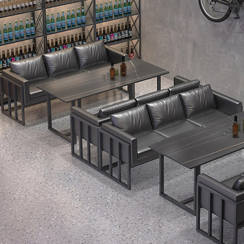 Industrial Sintered Stone Dinner Room Kitchen Table Black Sled Table for Dining Room Clearhalo ' dining_table' 'Dining Tables & Seating' 'Dining Tables' 'furn' 'furn_dining_table' 'Furniture' 'furniture_dining_table' 'Kitchen & Dining Furniture' 'kitchen&dining_furn' 'kitchen' 'kitchen_dining_table' 3864158