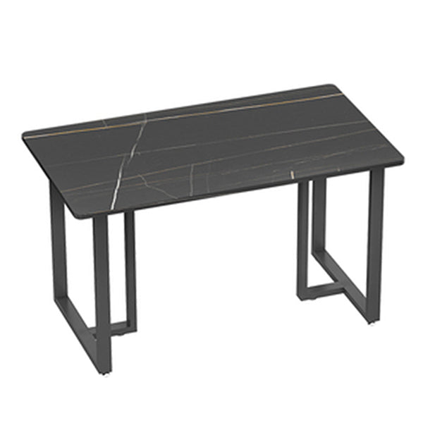Industrial Sintered Stone Dinner Room Kitchen Table Black Sled Table for Dining Room 47.2"L x 23.6"W x 29.5"H Without Chairs Clearhalo ' dining_table' 'Dining Tables & Seating' 'Dining Tables' 'furn' 'furn_dining_table' 'Furniture' 'furniture_dining_table' 'Kitchen & Dining Furniture' 'kitchen&dining_furn' 'kitchen' 'kitchen_dining_table' 3864159