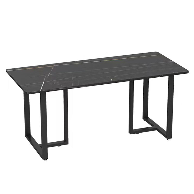 Industrial Sintered Stone Dinner Room Kitchen Table Black Sled Table for Dining Room 63"L x 27.6"W x 29.5"H Without Chairs Clearhalo ' dining_table' 'Dining Tables & Seating' 'Dining Tables' 'furn' 'furn_dining_table' 'Furniture' 'furniture_dining_table' 'Kitchen & Dining Furniture' 'kitchen&dining_furn' 'kitchen' 'kitchen_dining_table' 3864160