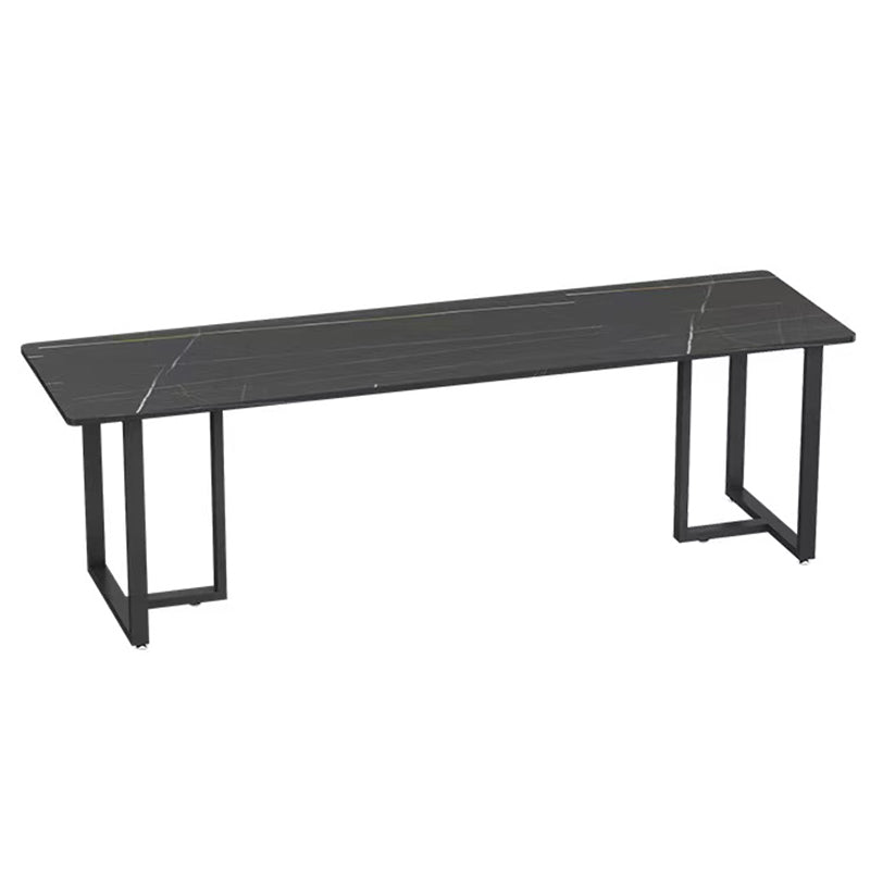 Industrial Sintered Stone Dinner Room Kitchen Table Black Sled Table for Dining Room 78.7"L x 27.6"W x 29.5"H Without Chairs Clearhalo ' dining_table' 'Dining Tables & Seating' 'Dining Tables' 'furn' 'furn_dining_table' 'Furniture' 'furniture_dining_table' 'Kitchen & Dining Furniture' 'kitchen&dining_furn' 'kitchen' 'kitchen_dining_table' 3864162