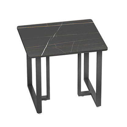 Industrial Sintered Stone Dinner Room Kitchen Table Black Sled Table for Dining Room 23.6"L x 23.6"W x 29.5"H Without Chairs Clearhalo ' dining_table' 'Dining Tables & Seating' 'Dining Tables' 'furn' 'furn_dining_table' 'Furniture' 'furniture_dining_table' 'Kitchen & Dining Furniture' 'kitchen&dining_furn' 'kitchen' 'kitchen_dining_table' 3864165