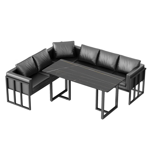Industrial Sintered Stone Dinner Room Kitchen Table Black Sled Table for Dining Room Clearhalo ' dining_table' 'Dining Tables & Seating' 'Dining Tables' 'furn' 'furn_dining_table' 'Furniture' 'furniture_dining_table' 'Kitchen & Dining Furniture' 'kitchen&dining_furn' 'kitchen' 'kitchen_dining_table' 3864167