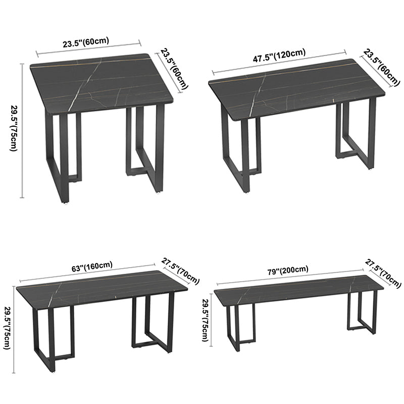 Industrial Sintered Stone Dinner Room Kitchen Table Black Sled Table for Dining Room Clearhalo ' dining_table' 'Dining Tables & Seating' 'Dining Tables' 'furn' 'furn_dining_table' 'Furniture' 'furniture_dining_table' 'Kitchen & Dining Furniture' 'kitchen&dining_furn' 'kitchen' 'kitchen_dining_table' 3864170