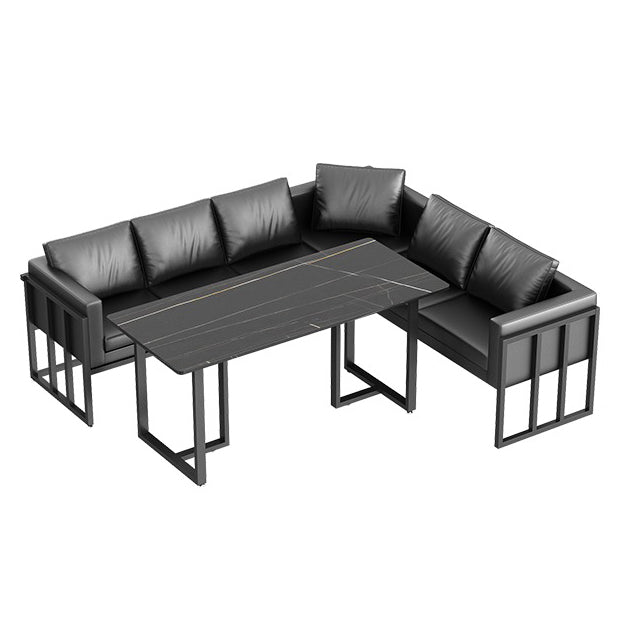 Industrial Sintered Stone Dinner Room Kitchen Table Black Sled Table for Dining Room Clearhalo ' dining_table' 'Dining Tables & Seating' 'Dining Tables' 'furn' 'furn_dining_table' 'Furniture' 'furniture_dining_table' 'Kitchen & Dining Furniture' 'kitchen&dining_furn' 'kitchen' 'kitchen_dining_table' 3864171