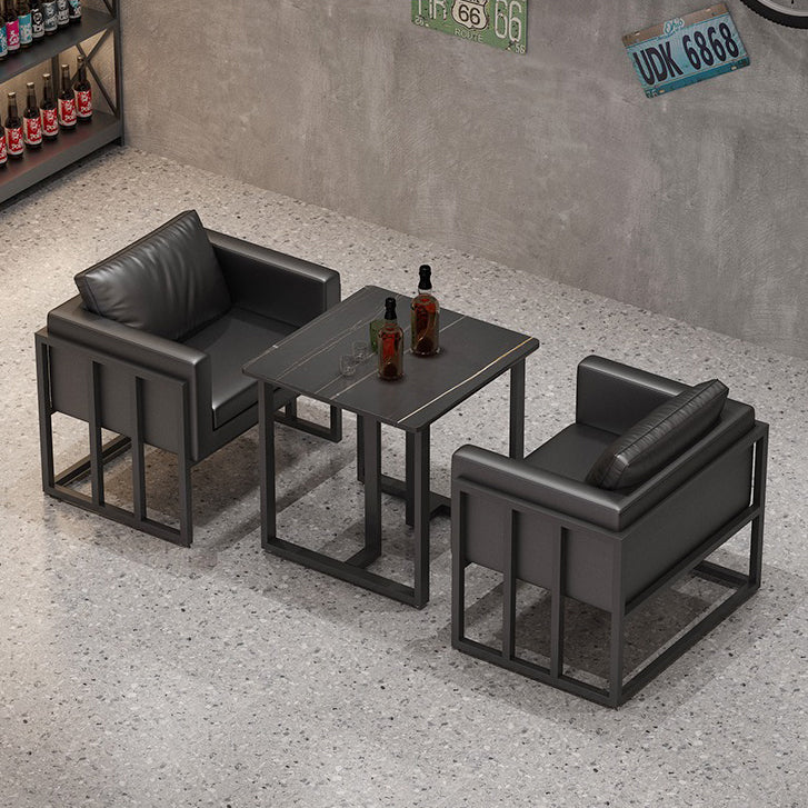 Industrial Sintered Stone Dinner Room Kitchen Table Black Sled Table for Dining Room Clearhalo ' dining_table' 'Dining Tables & Seating' 'Dining Tables' 'furn' 'furn_dining_table' 'Furniture' 'furniture_dining_table' 'Kitchen & Dining Furniture' 'kitchen&dining_furn' 'kitchen' 'kitchen_dining_table' 3864172