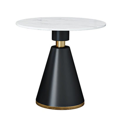 Traditional Luxury Round Dining Room Table Sintered Stone Table with Black Pedestal Base Without Chairs Clearhalo ' dining_table' 'Dining Tables & Seating' 'Dining Tables' 'furn' 'furn_dining_table' 'Furniture' 'furniture_dining_table' 'Kitchen & Dining Furniture' 'kitchen&dining_furn' 'kitchen' 'kitchen_dining_table' 3864180