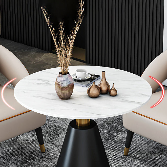 Traditional Luxury Round Dining Room Table Sintered Stone Table with Black Pedestal Base Clearhalo ' dining_table' 'Dining Tables & Seating' 'Dining Tables' 'furn' 'furn_dining_table' 'Furniture' 'furniture_dining_table' 'Kitchen & Dining Furniture' 'kitchen&dining_furn' 'kitchen' 'kitchen_dining_table' 3864182