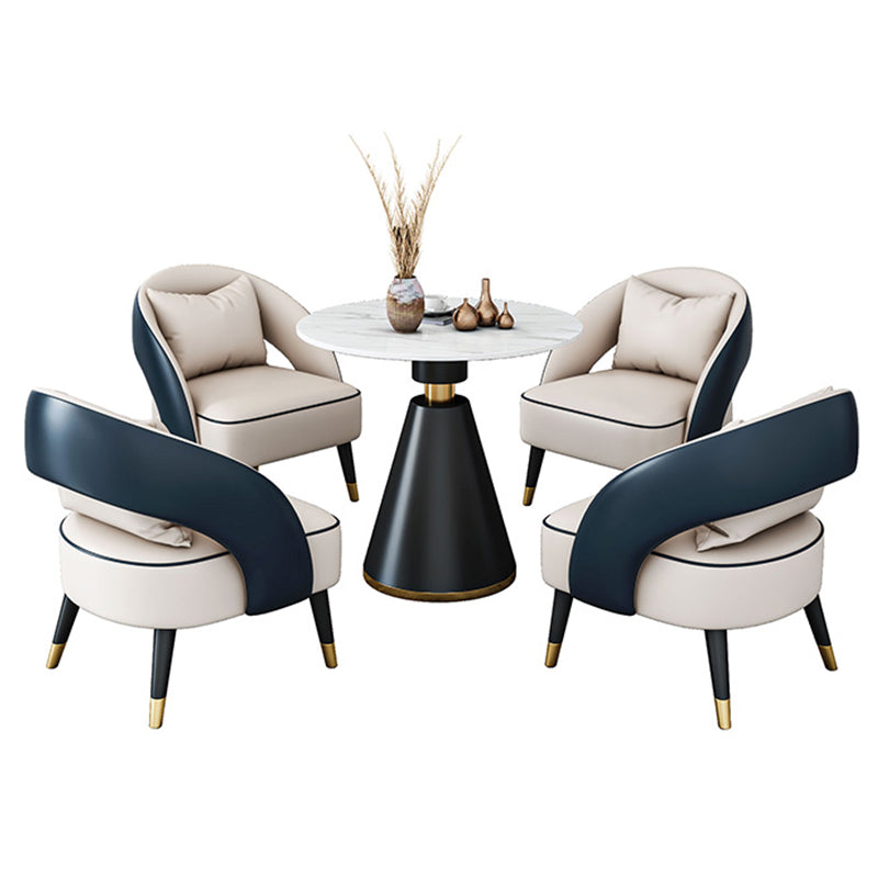 Traditional Luxury Round Dining Room Table Sintered Stone Table with Black Pedestal Base Clearhalo ' dining_table' 'Dining Tables & Seating' 'Dining Tables' 'furn' 'furn_dining_table' 'Furniture' 'furniture_dining_table' 'Kitchen & Dining Furniture' 'kitchen&dining_furn' 'kitchen' 'kitchen_dining_table' 3864184