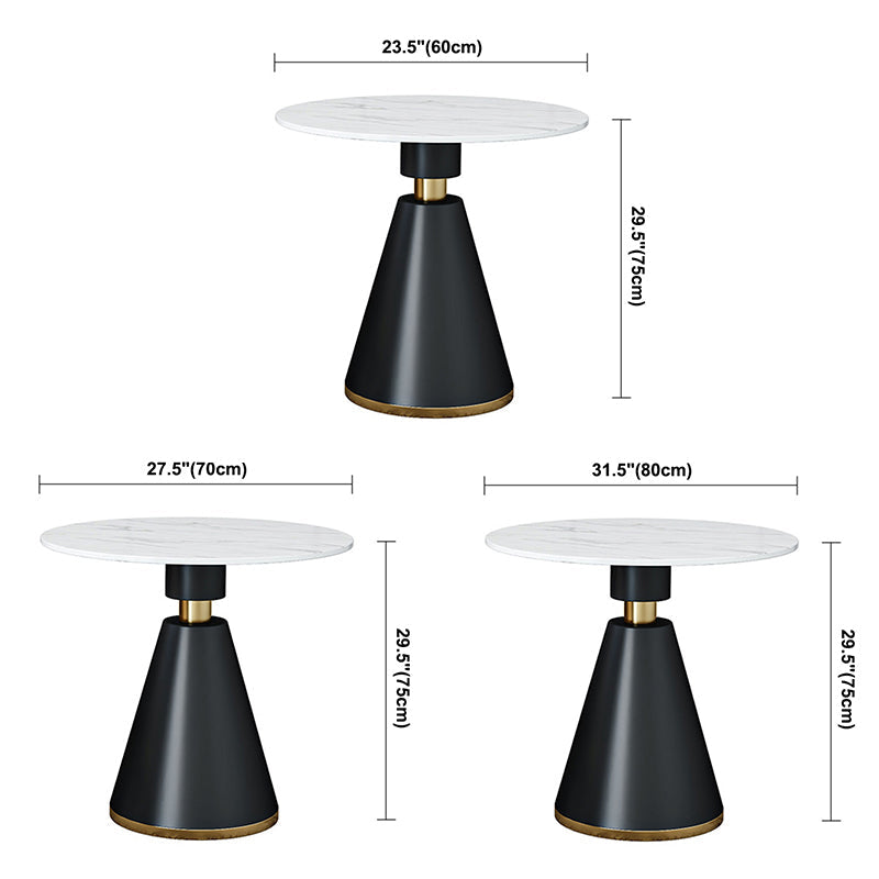 Traditional Luxury Round Dining Room Table Sintered Stone Table with Black Pedestal Base Clearhalo ' dining_table' 'Dining Tables & Seating' 'Dining Tables' 'furn' 'furn_dining_table' 'Furniture' 'furniture_dining_table' 'Kitchen & Dining Furniture' 'kitchen&dining_furn' 'kitchen' 'kitchen_dining_table' 3864185