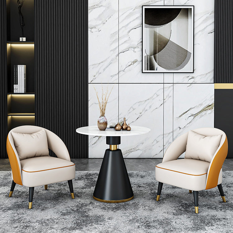 Traditional Luxury Round Dining Room Table Sintered Stone Table with Black Pedestal Base Clearhalo ' dining_table' 'Dining Tables & Seating' 'Dining Tables' 'furn' 'furn_dining_table' 'Furniture' 'furniture_dining_table' 'Kitchen & Dining Furniture' 'kitchen&dining_furn' 'kitchen' 'kitchen_dining_table' 3864186