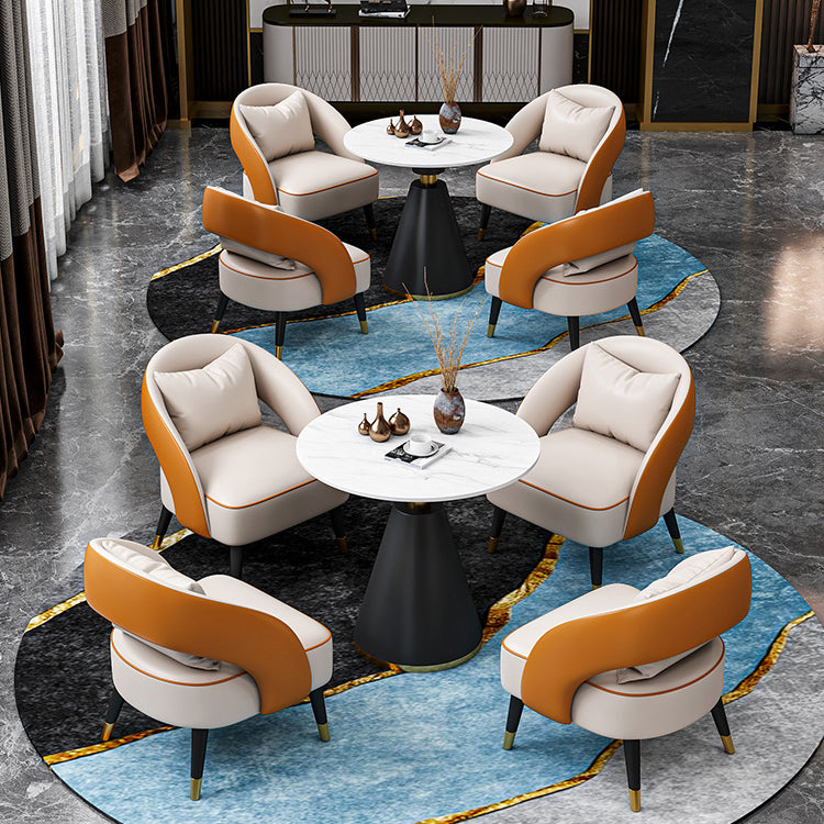 Traditional Luxury Round Dining Room Table Sintered Stone Table with Black Pedestal Base Clearhalo ' dining_table' 'Dining Tables & Seating' 'Dining Tables' 'furn' 'furn_dining_table' 'Furniture' 'furniture_dining_table' 'Kitchen & Dining Furniture' 'kitchen&dining_furn' 'kitchen' 'kitchen_dining_table' 3864189