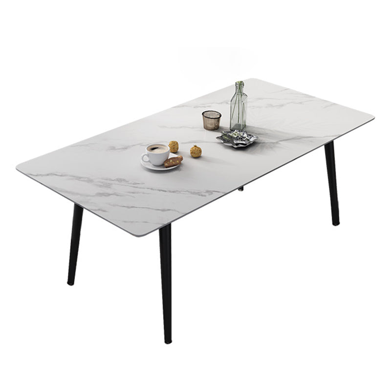 Industrial Standard Sintered Stone Dining Table Rectangle Shape Dining Table for Kitchen White Without Chairs Clearhalo ' dining_table' 'Dining Tables & Seating' 'Dining Tables' 'furn' 'furn_dining_table' 'Furniture' 'furniture_dining_table' 'Kitchen & Dining Furniture' 'kitchen&dining_furn' 'kitchen' 'kitchen_dining_table' 3864193