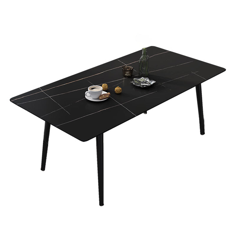 Industrial Standard Sintered Stone Dining Table Rectangle Shape Dining Table for Kitchen Black Without Chairs Clearhalo ' dining_table' 'Dining Tables & Seating' 'Dining Tables' 'furn' 'furn_dining_table' 'Furniture' 'furniture_dining_table' 'Kitchen & Dining Furniture' 'kitchen&dining_furn' 'kitchen' 'kitchen_dining_table' 3864195