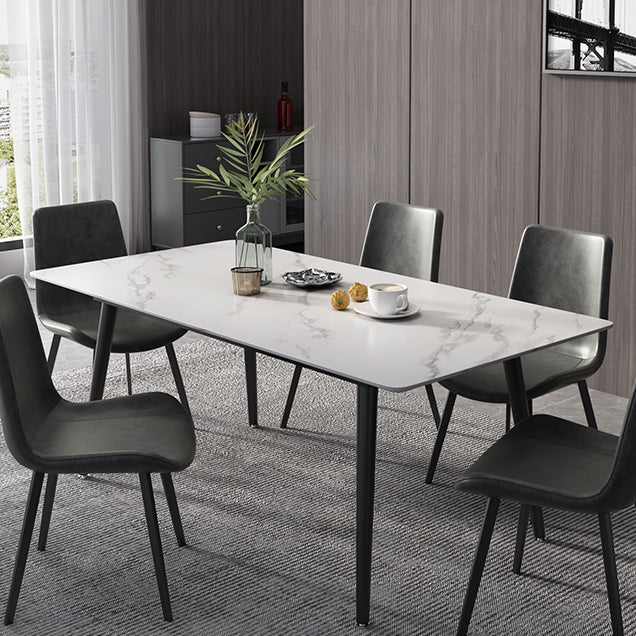 Industrial Standard Sintered Stone Dining Table Rectangle Shape Dining Table for Kitchen Clearhalo ' dining_table' 'Dining Tables & Seating' 'Dining Tables' 'furn' 'furn_dining_table' 'Furniture' 'furniture_dining_table' 'Kitchen & Dining Furniture' 'kitchen&dining_furn' 'kitchen' 'kitchen_dining_table' 3864196