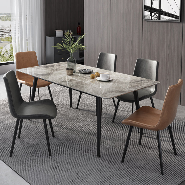 Industrial Standard Sintered Stone Dining Table Rectangle Shape Dining Table for Kitchen Clearhalo ' dining_table' 'Dining Tables & Seating' 'Dining Tables' 'furn' 'furn_dining_table' 'Furniture' 'furniture_dining_table' 'Kitchen & Dining Furniture' 'kitchen&dining_furn' 'kitchen' 'kitchen_dining_table' 3864204
