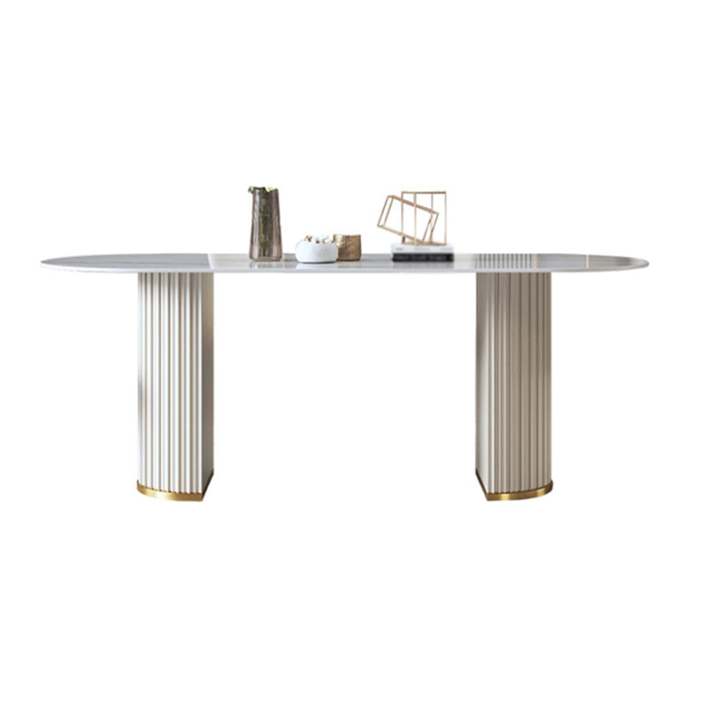 Traditional Luxury Oval Dining Table Sintered Stone Table with Double Pedestal Base Without Chairs Clearhalo ' dining_table' 'Dining Tables & Seating' 'Dining Tables' 'furn' 'furn_dining_table' 'Furniture' 'furniture_dining_table' 'Kitchen & Dining Furniture' 'kitchen&dining_furn' 'kitchen' 'kitchen_dining_table' 3864212