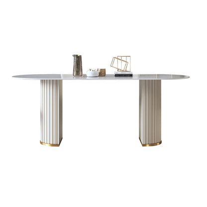 Traditional Luxury Oval Dining Table Sintered Stone Table with Double Pedestal Base Without Chairs Clearhalo ' dining_table' 'Dining Tables & Seating' 'Dining Tables' 'furn' 'furn_dining_table' 'Furniture' 'furniture_dining_table' 'Kitchen & Dining Furniture' 'kitchen&dining_furn' 'kitchen' 'kitchen_dining_table' 3864212