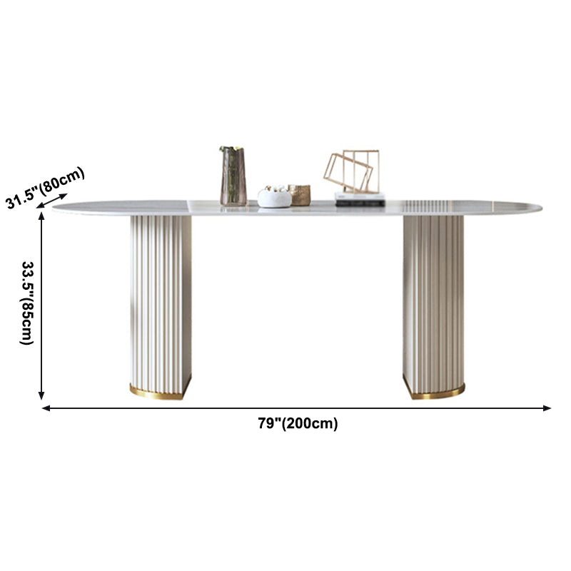 Traditional Luxury Oval Dining Table Sintered Stone Table with Double Pedestal Base Clearhalo ' dining_table' 'Dining Tables & Seating' 'Dining Tables' 'furn' 'furn_dining_table' 'Furniture' 'furniture_dining_table' 'Kitchen & Dining Furniture' 'kitchen&dining_furn' 'kitchen' 'kitchen_dining_table' 3864220