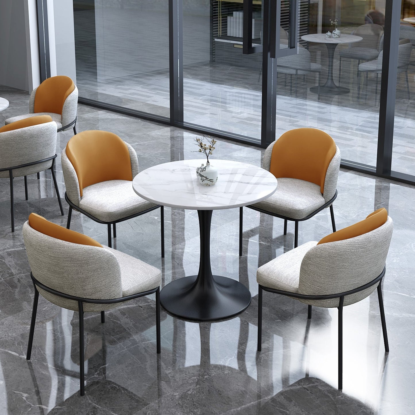 Glam White Standard Dining Table Round Shape Sintered Stone Dining Table with Tulip Base Clearhalo ' dining_table' 'Dining Tables & Seating' 'Dining Tables' 'furn' 'furn_dining_table' 'Furniture' 'furniture_dining_table' 'Kitchen & Dining Furniture' 'kitchen&dining_furn' 'kitchen' 'kitchen_dining_table' 3864232