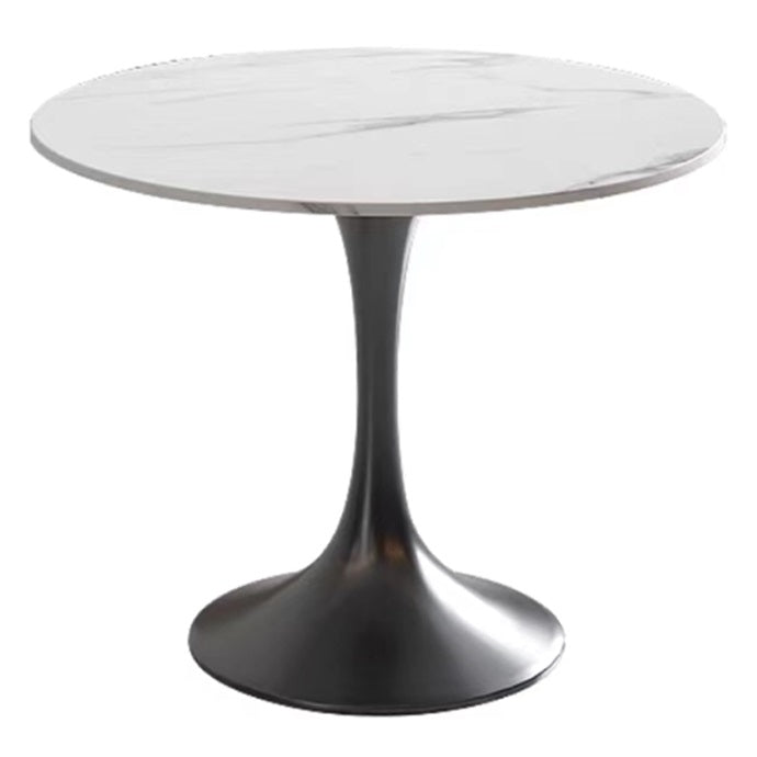 Glam White Standard Dining Table Round Shape Sintered Stone Dining Table with Tulip Base Without Chairs Clearhalo ' dining_table' 'Dining Tables & Seating' 'Dining Tables' 'furn' 'furn_dining_table' 'Furniture' 'furniture_dining_table' 'Kitchen & Dining Furniture' 'kitchen&dining_furn' 'kitchen' 'kitchen_dining_table' 3864233