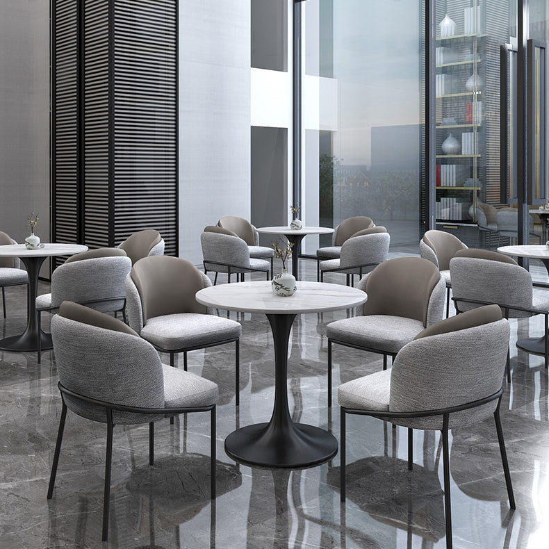 Glam White Standard Dining Table Round Shape Sintered Stone Dining Table with Tulip Base Clearhalo ' dining_table' 'Dining Tables & Seating' 'Dining Tables' 'furn' 'furn_dining_table' 'Furniture' 'furniture_dining_table' 'Kitchen & Dining Furniture' 'kitchen&dining_furn' 'kitchen' 'kitchen_dining_table' 3864236