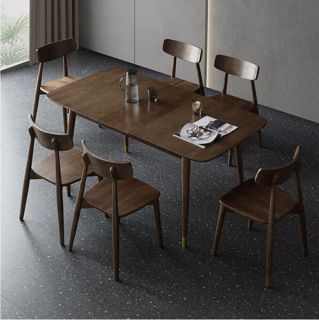 Extendable Ash Wood Table for Restaurant Rectangle Dining Table with 4 Legs Brown Without Chairs Clearhalo ' dining_table' 'Dining Tables & Seating' 'Dining Tables' 'furn' 'furn_dining_table' 'Furniture' 'furniture_dining_table' 'Kitchen & Dining Furniture' 'kitchen&dining_furn' 'kitchen' 'kitchen_dining_table' 3864239