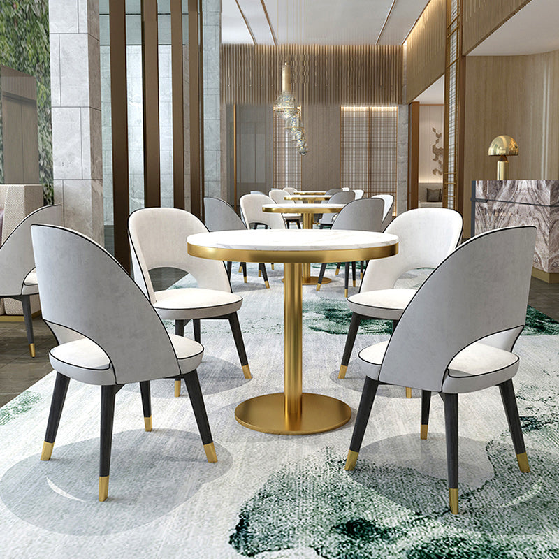 Pedestal Glam Style Dining Table Two-Color Fixed Table of Sintered Stone Clearhalo ' dining_table' 'Dining Tables & Seating' 'Dining Tables' 'furn' 'furn_dining_table' 'Furniture' 'furniture_dining_table' 'Kitchen & Dining Furniture' 'kitchen&dining_furn' 'kitchen' 'kitchen_dining_table' 3864250