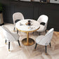 Pedestal Glam Style Dining Table Two-Color Fixed Table of Sintered Stone Clearhalo ' dining_table' 'Dining Tables & Seating' 'Dining Tables' 'furn' 'furn_dining_table' 'Furniture' 'furniture_dining_table' 'Kitchen & Dining Furniture' 'kitchen&dining_furn' 'kitchen' 'kitchen_dining_table' 3864251