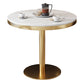 Pedestal Glam Style Dining Table Two-Color Fixed Table of Sintered Stone Round Beige Clearhalo ' dining_table' 'Dining Tables & Seating' 'Dining Tables' 'furn' 'furn_dining_table' 'Furniture' 'furniture_dining_table' 'Kitchen & Dining Furniture' 'kitchen&dining_furn' 'kitchen' 'kitchen_dining_table' 3864254