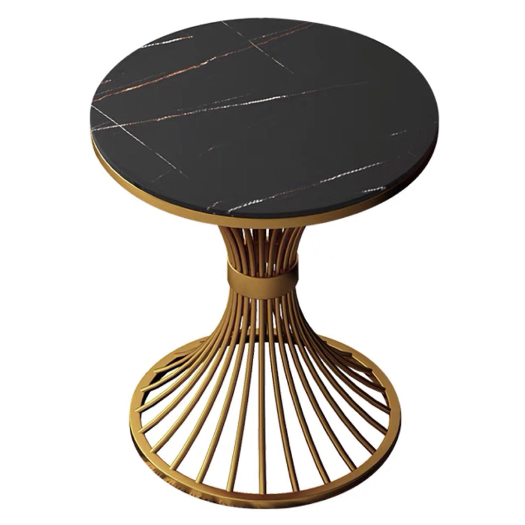 Pedestal Glam Style Dining Table Two-Color Fixed Table of Sintered Stone Round Black Clearhalo ' dining_table' 'Dining Tables & Seating' 'Dining Tables' 'furn' 'furn_dining_table' 'Furniture' 'furniture_dining_table' 'Kitchen & Dining Furniture' 'kitchen&dining_furn' 'kitchen' 'kitchen_dining_table' 3864255