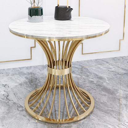 Pedestal Glam Style Dining Table Two-Color Fixed Table of Sintered Stone Round White Clearhalo ' dining_table' 'Dining Tables & Seating' 'Dining Tables' 'furn' 'furn_dining_table' 'Furniture' 'furniture_dining_table' 'Kitchen & Dining Furniture' 'kitchen&dining_furn' 'kitchen' 'kitchen_dining_table' 3864256