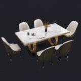 Metal Traditional Luxury Rectangle Indoor Table Sintered Stone Table with Metal Pedestal Base Clearhalo ' dining_table' 'Dining Tables & Seating' 'Dining Tables' 'furn' 'furn_dining_table' 'Furniture' 'furniture_dining_table' 'Kitchen & Dining Furniture' 'kitchen&dining_furn' 'kitchen' 'kitchen_dining_table' 3864272