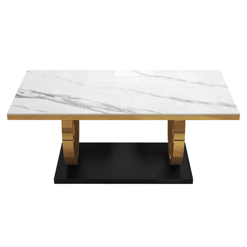 Metal Traditional Luxury Rectangle Indoor Table Sintered Stone Table with Metal Pedestal Base Stone Without Chairs Clearhalo ' dining_table' 'Dining Tables & Seating' 'Dining Tables' 'furn' 'furn_dining_table' 'Furniture' 'furniture_dining_table' 'Kitchen & Dining Furniture' 'kitchen&dining_furn' 'kitchen' 'kitchen_dining_table' 3864273